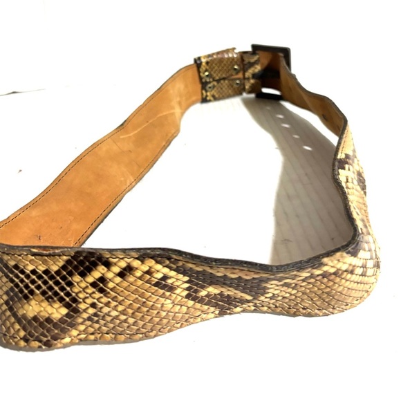 Vintage Snake Print Leather Belt - Picture 2 of 4
